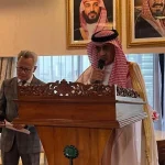 Duta Besar Arab Saudi untuk Indonesia Faisal Abdullah Al Amoudi saat memberikan keterangan pers.