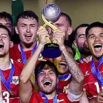 Justin Hubner merayakan kemenangan Timnas Indonesia di final FIFA ASEAN Cup 2026