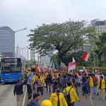 Sejumlah Titik di Jakarta Akan Dipadati Aksi Demonstrasi Massa Hari Ini Kondisi lalu lintas di sekitar pusat kota Jakarta saat aksi demonstrasi berlangsung.