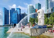 Pemandangan fasilitas energi dan terminal gas di Singapura