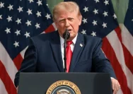 Presiden Amerika Serikat Donald Trump saat memberikan pernyataan di Gedung Putih
