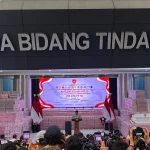 Presiden Prabowo Subianto saat memberikan sambutan dalam acara penyerahan uang negara hasil kerja Satgas PKH.