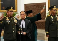 Suasana pelantikan pejabat tinggi TNI oleh Presiden Prabowo Subianto