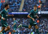 Suasana pertandingan Manchester City melawan Brighton di Etihad Stadium